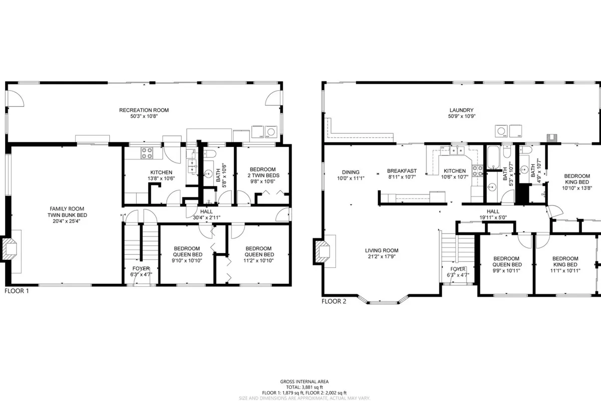A wide-view interior showcasing the heart of the home's entertainment zones: an open kitchen, recreation room, dining area, and living room, all designed for family gatherings, meals, and recreational activities. The composition highlights multiple areas where guests can enjoy different types of fun.